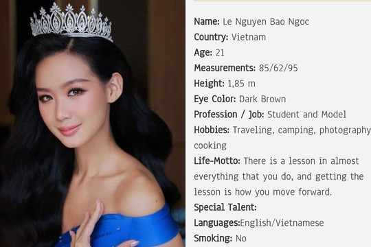 Profile của Á hậu Bảo Ngọc gây khó hiểu khi không có thành tích học tập nhưng lại thêm mục 'hút thuốc'