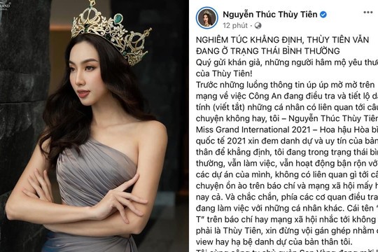 Thùy Tiên chính thức lên tiếng khi bị réo tên vào lùm xùm bán dâm, khẳng định mình vẫn bình thường