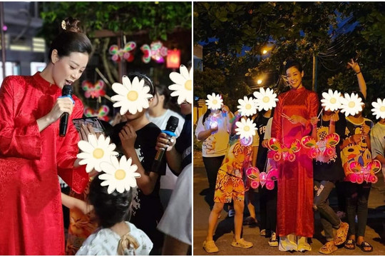 Hoa hậu Khánh Vân diện áo dài đón trung thu cùng các em nhỏ, còn có hành động tinh tế khiến dân mạng nể phục