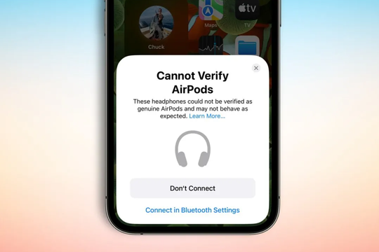 iOS 16 cảnh báo khi dùng AirPods nhái
