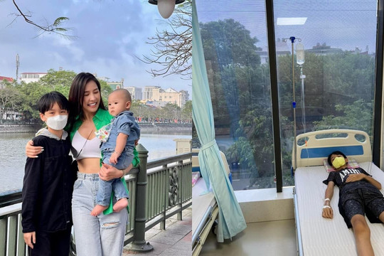 Quế Vân xót xa khi con trai phải nhập viện vì ngộ độc, quý tử vẫn thể hiện sự hiểu chuyện qua hành động này