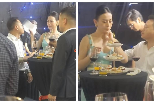Phương Oanh và Shark Bình lộ clip tình nồng ở sự kiện: Nàng quạt mát cho chàng, chàng lau mồ hôi cho nàng