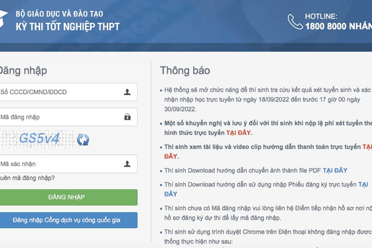 Ngày 18/9, Bộ GD&ĐT mở hệ thống để thí sinh xác nhận nhập học trực tuyến