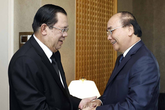 Chủ tịch nước gặp mặt các nhà lãnh đạo dự lễ quốc tang cố Thủ tướng Abe Shinzo