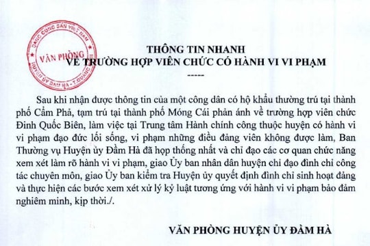 Đình chỉ sinh hoạt Đảng với Phó giám đốc Trung tâm Hành chính công vì bị tố hiếp dâm