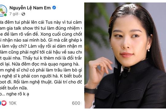 Bị chỉ trích vì chê vợ Lê Dương Bảo Lâm, Nam Em gắt: 'Tui tham gia talkshow thì tui làm đúng nhiệm vụ của tui...'