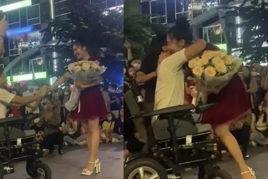 'Chàng trai không chân' gây sốt khi cầu hôn bạn gái ở phố đi bộ