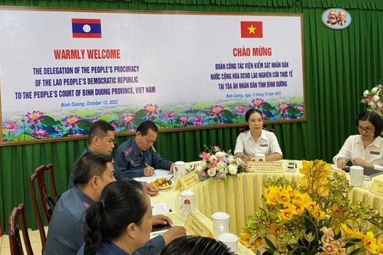 TAND tỉnh Bình Dương tiếp đoàn cán bộ, kiểm sát viên VKSND Lào đến nghiên cứu thực tế 