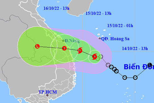 Tâm bão số 5 cách Quảng Ngãi 235km, có gió cấp 8, giật cấp 10.