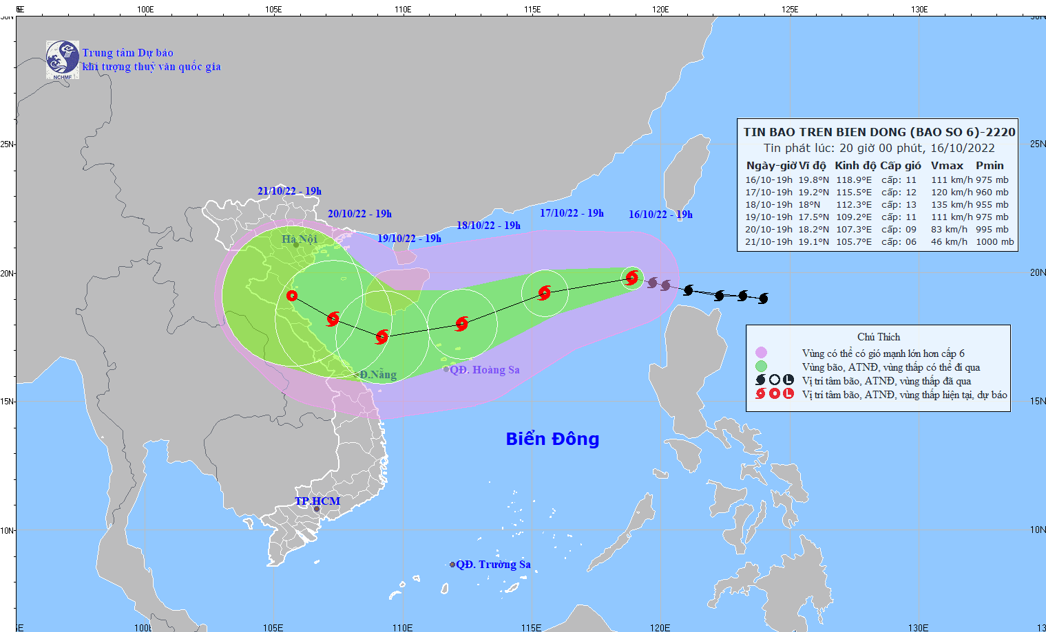 Bão số 6 cách quần đảo Hoàng Sa 880km và có khả năng mạnh thêm