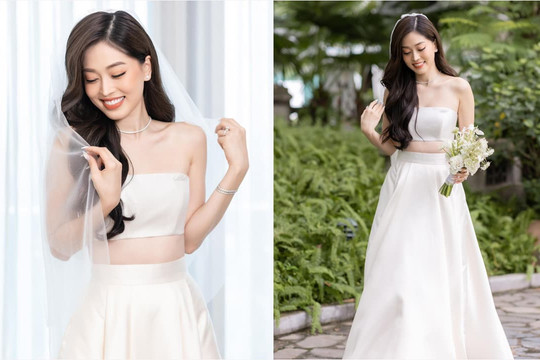 Cận cảnh bộ váy cưới crop-top chưa từng thấy của Á hậu Phương Nga, cô dâu táo bạo khoe trọn eo thon
