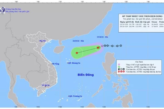 Áp thấp nhiệt đới di chuyển chậm và có dấu hiệu suy yếu