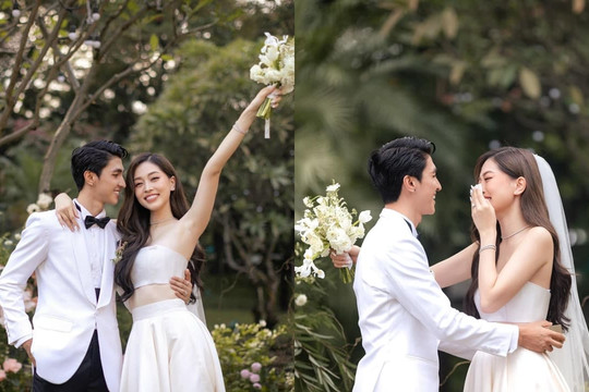 Phương Nga 'xả kho' bộ ảnh ngọt ngào trong ngày trọng đại, Bình An đáp trả gắt khi chiếc váy của vợ bị phán xét