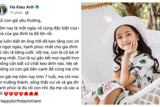 Hà Kiều Anh gửi lời chúc đầy yêu thương đến con gái, đính kèm bộ ảnh xinh như Hoa hậu của ái nữ