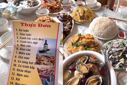 'Choáng' với mâm cỗ 14 món ở Quảng Ninh, toàn sơn hào hải vị nhưng ấn tượng nhất là 'giun xào'