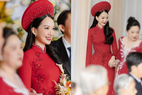 Top 5 Hoa hậu Việt Nam 2020 -  Phương Quỳnh khoe loạt ảnh diện áo dài đỏ, chính thức về nhà chồng