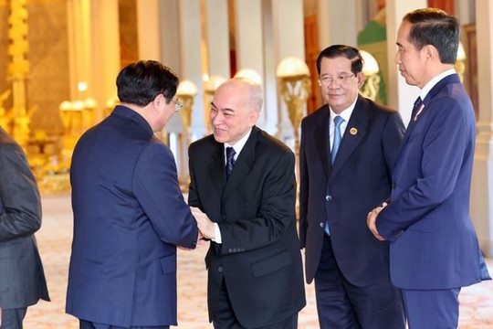 Lãnh đạo các nước ASEAN tiếp kiến Quốc vương Campuchia