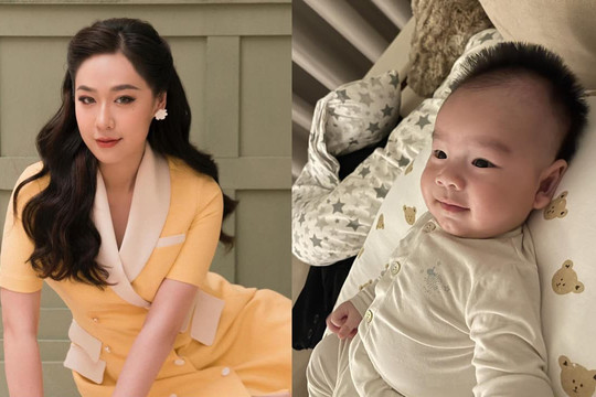 Nữ MC được chồng đại gia cầu hôn trên máy bay khoe cận mặt con trai, dự đoán tương lai nhóc tỳ cao 1m9