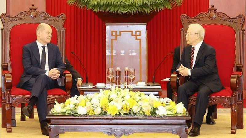 Tổng Bí thư Nguyễn Phú Trọng tiếp Thủ tướng Olaf Scholz