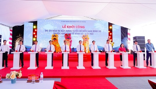 Khởi công xây dựng tuyến đê biển Nam Đình Vũ hơn 2.200 tỷ