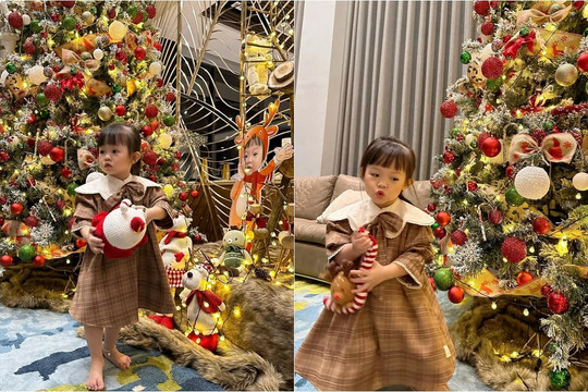 Con gái Cường Đô La lên đồ cực đáng yêu, trổ tài trang trí cây thông 'siêu to khổng lồ' trước thềm giáng sinh