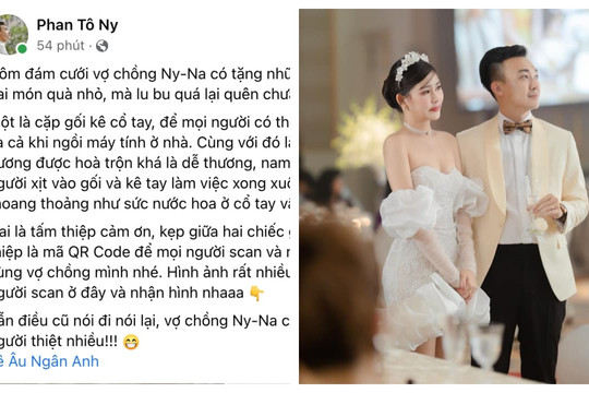 Chồng Lê Âu Ngân Anh tiết lộ ý nghĩa và công dụng 2 món quà tặng khách mời trong ngày cưới