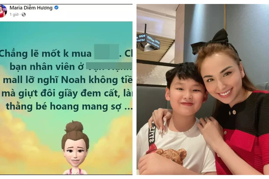 Hoa hậu Diễm Hương bức xúc vì con trai bị người bán hàng coi thường
