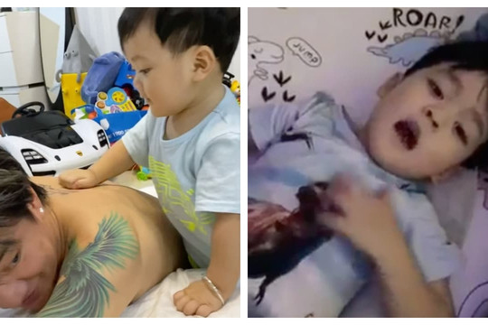 Con trai Đàm Vĩnh Hưng làm ba mình cay khóe mắt, lại còn biết vừa đấm lưng vừa hôn