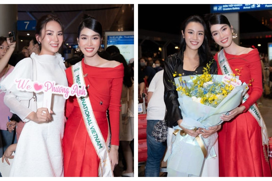 Dàn Hậu đình đám mang bánh tráng đến tận sân bay tiễn Á hậu Phương Anh đi chinh chiến tại Miss International