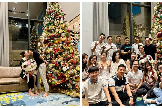 Cường Đô La mừng sinh nhật hoành tráng cho Đàm Thu Trang, khóa môi vợ cực ngọt