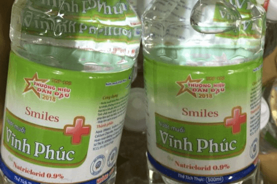 Thu hồi toàn quốc lô nước muối Vĩnh Phúc kém chất lượng
