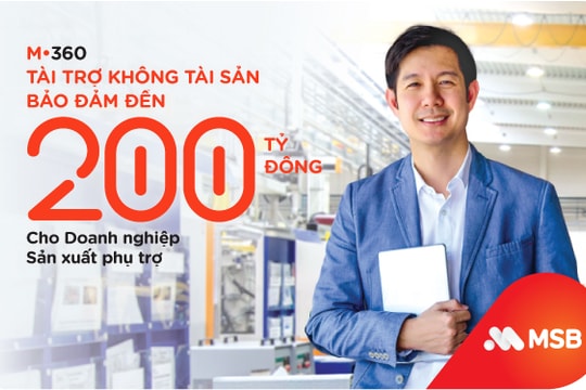 MSB tài trợ không tài sản bảo đảm lên đến 200 tỉ đồng
