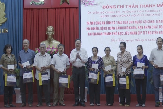 Phó Chủ tịch Thường trực Quốc hội Trần Thanh Mẫn thăm, chúc Tết tại tỉnh Bạc Liêu