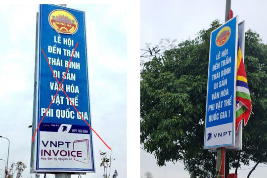 Sự thật về ảnh "pano tuyên truyền" Lễ hội đền Trần tại Thái Bình trên mạng xã hội