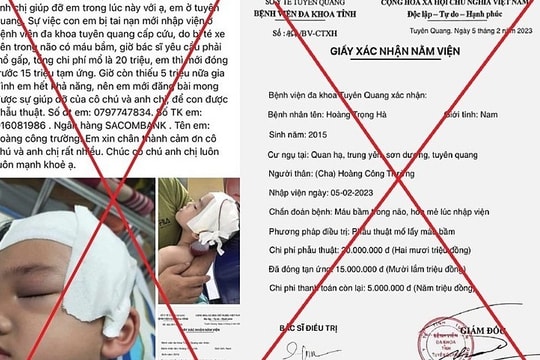 Giả mạo giấy tờ bệnh viện để kêu gọi từ thiện