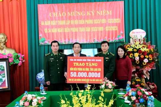 TAND tỉnh Bắc Giang thăm và tặng quà đồn Biên phòng Na Hình