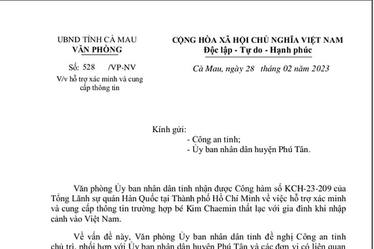 Hỗ trợ xác minh bé trai Hàn Quốc thất lạc 7 năm khi nhập cảnh vào Việt Nam