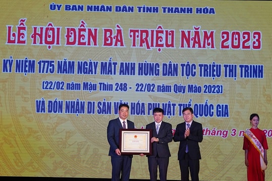 Lễ hội Đền Bà Triệu đón nhận danh hiệu Di sản văn hóa phi vật thể quốc gia
