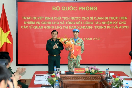 Chủ tịch nước cử Thiếu tá quân đội thực hiện gìn giữ hòa bình tại Trung Phi