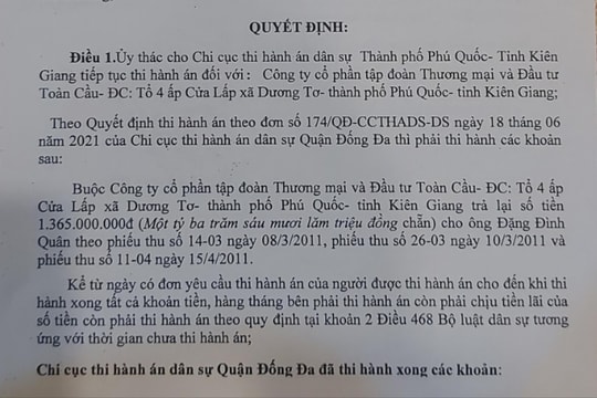Thua kiện gần hai năm, doanh nghiệp không chấp hành nghĩa vụ thi hành án