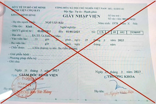 Bệnh viện Chợ Rẫy bị kẻ gian làm giả giấy nhập viện