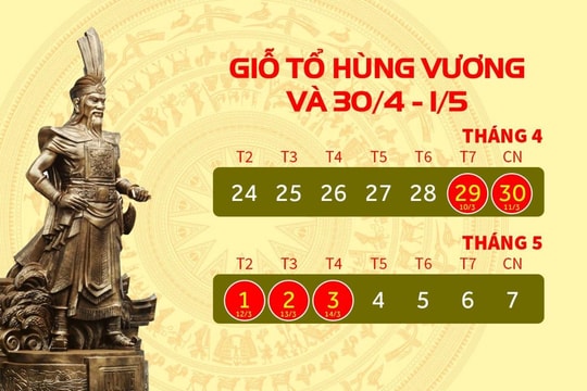 Lịch nghỉ Lễ 30/4 và 1/5, Giỗ Tổ Hùng Vương năm 2023