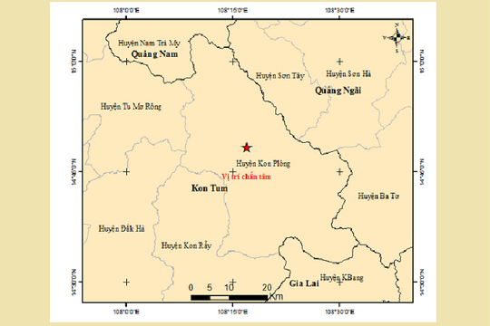 Động đất 3,1 richter tại Kon Tum