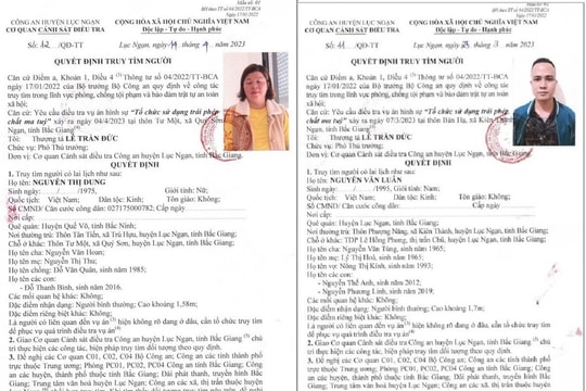 Thông báo truy tìm đối tượng liên quan vụ án hình sự ở Bắc Giang