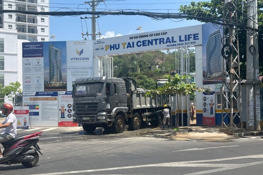 Bình Định: Kiểm tra việc chở đất tại dự án Chung cư cao cấp Phú Tài Central Life đi san lấp dự án khác