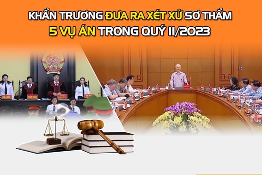 [Infographic] - Khẩn trương đưa ra xét xử sơ thẩm 5 vụ án trong quý II/2023