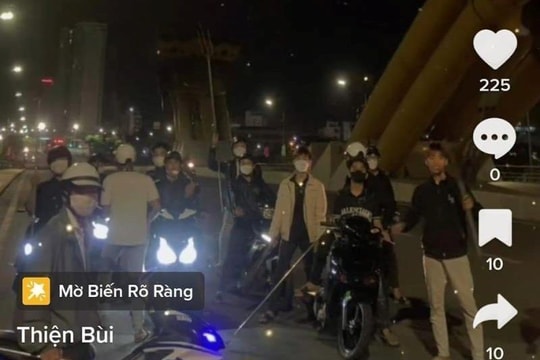 Mang dao phóng lợn đi chụp ảnh check-in tại cầu Rồng