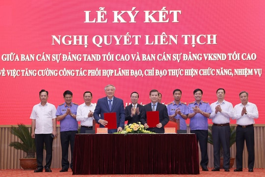 Tăng cường công tác phối hợp giữa Ban cán sự đảng TANDTC và Ban cán sự đảng VKSNDTC