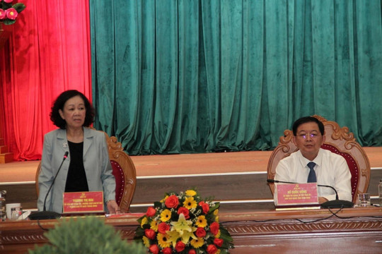Thường trực Ban Bí thư Trương Thị Mai làm việc với Tỉnh ủy Bình Định