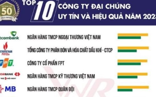 6 ngân hàng lọt TOP10 các công ty đại chúng uy tín và hiệu quả năm 2023